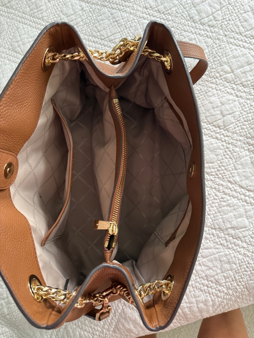 Michael Kors Jet Set Chain Legacy Shoulder Bag Chestnut Brown Pebbled Leather - Picture 14 of 16